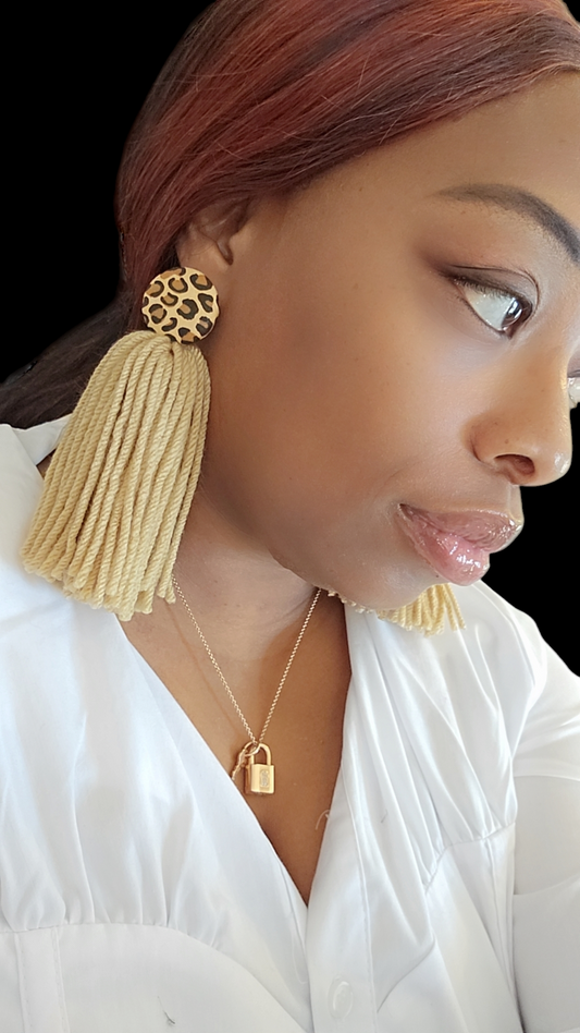 Button Tassel Earrings