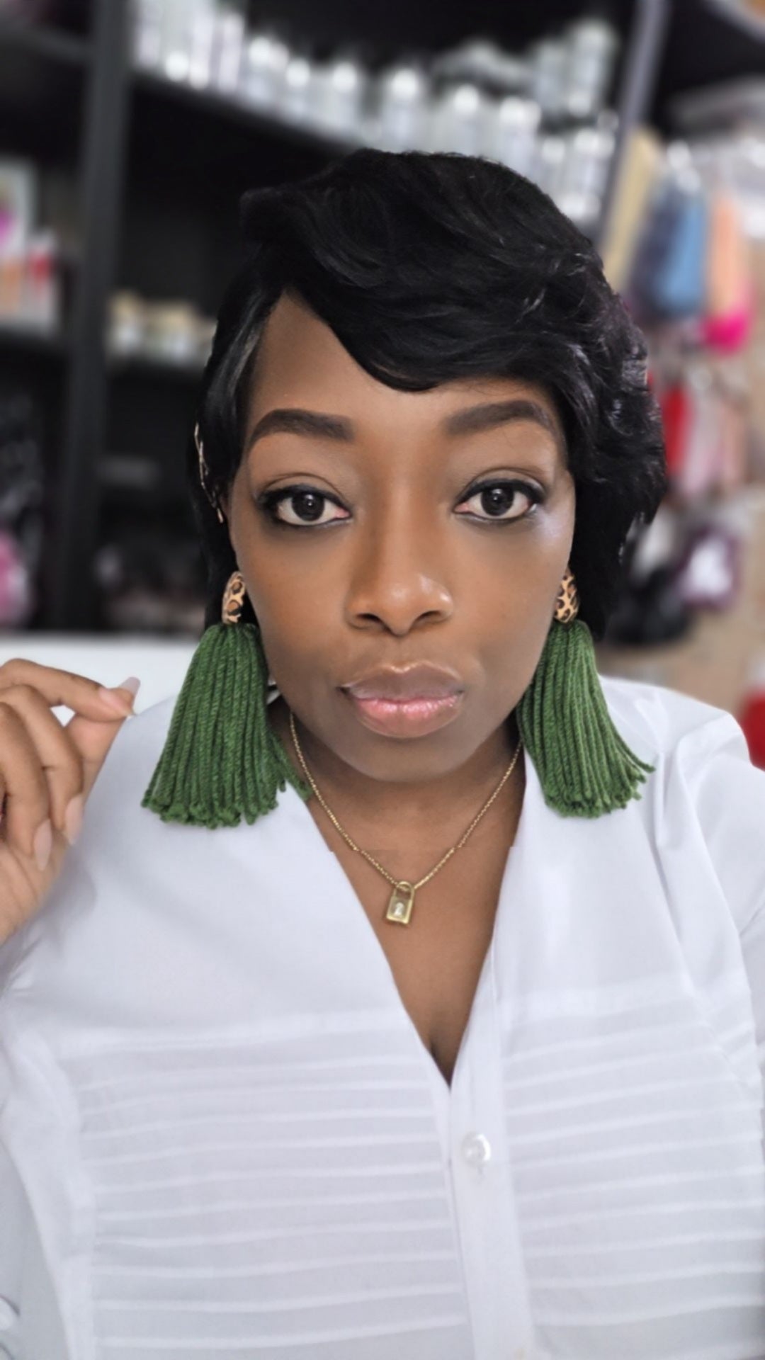 Button Tassel Earrings