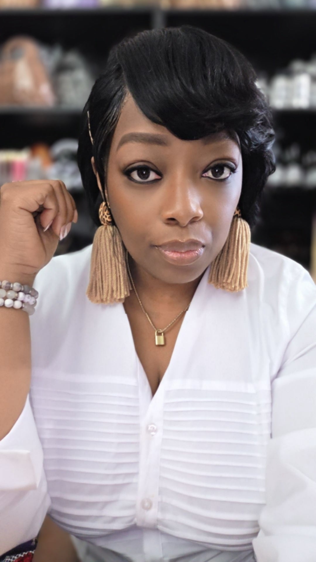 Button Tassel Earrings
