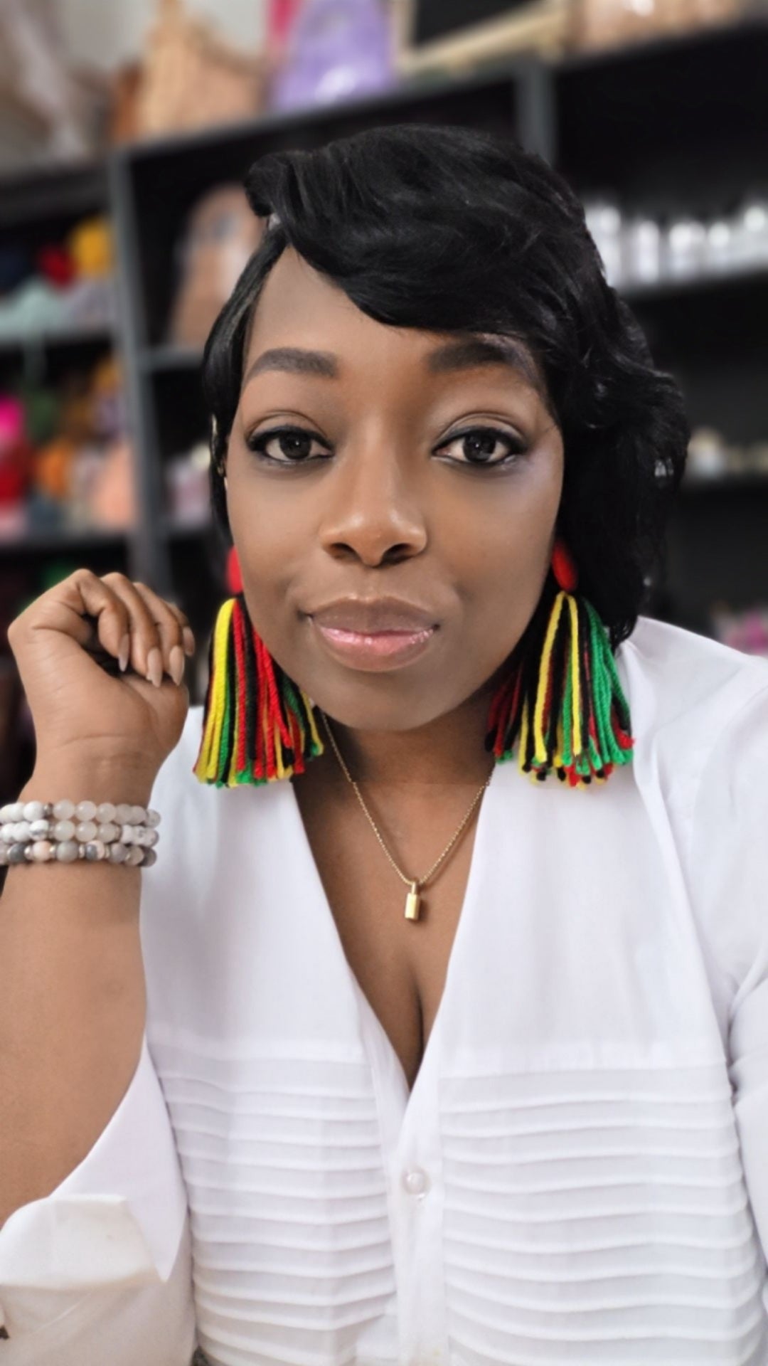 Button Tassel Earrings