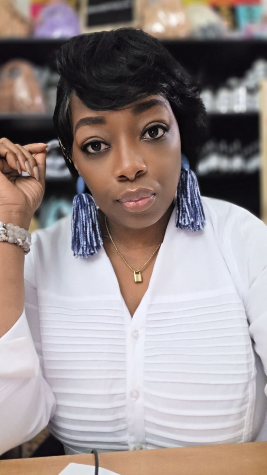 Button Tassel Earrings