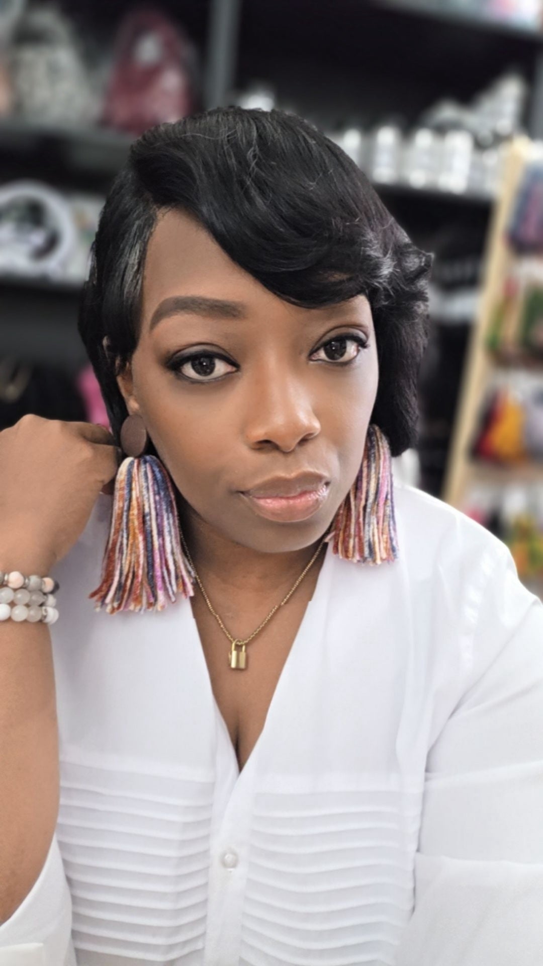 Button Tassel Earrings