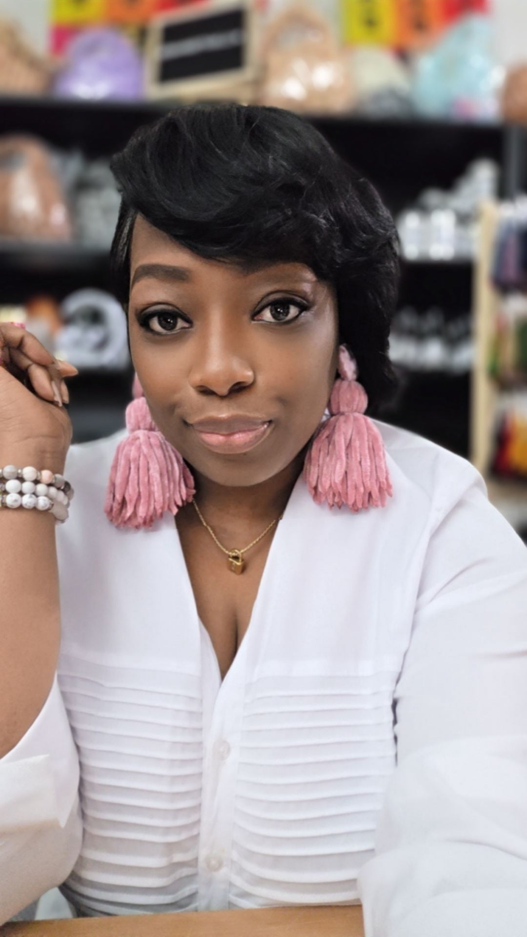 Velvet Button Tassel Earrings