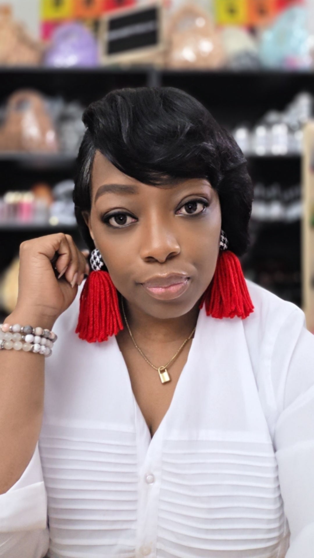 Button Tassel Earrings